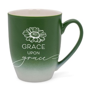 Elanze Designs Grace Upon Grace Two Toned Ombre Matte Green and White 12 ounce Ceramic Stoneware Coffee Cup Mug - 1 of 4