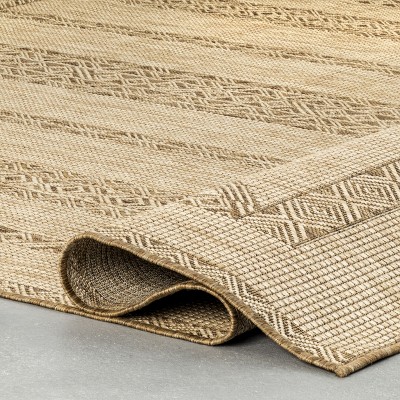 Ayla Beige Bohemian Indoor/Outdoor Synthetic Area Rug