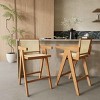 Set of 2 Modern Cane-Style 27 Inch Bar Stool, PE Rattan Armrest Bar Stool with Full Back, Bar Stool with Rubberwood Frame-Coolbibila - 2 of 4
