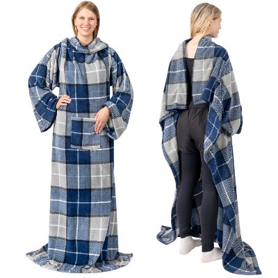 PAVILIA Fleece Wearable Blanket with Sleeves, Warm Cozy Soft Functional Lightweight Sleeved Throw Adults Men Women