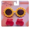Willow & Ruby Kid's Fun Sunglasses with Hair Clip Set for Girls - Sunnies & Claws in Yellow Sunflower and Cherry Claws - 4 of 4