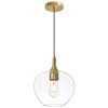 POWLIG 9.45 inch Modern Gold Pendant Light with Unique Clear Glass Shade - Adjustable Hanging Fixture for Kitchen, Dining Room, Bedroom - 4 of 4