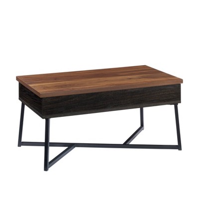 Sauder Canton Lane Lift Top Coffee Table Black: Industrial-Inspired, Multipurpose Workspace, Storage