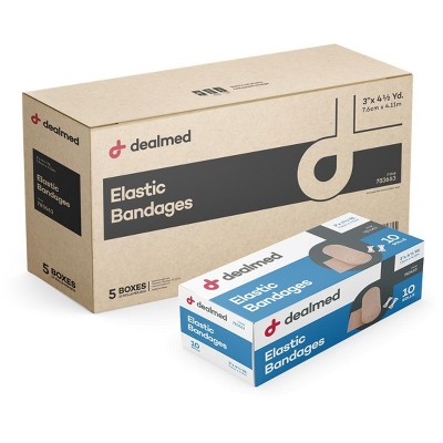 Dealmed Elastic Bandage Wrap with Clip Closure, 4.5 Yards Stretched Compression Wrap, 10 Count (Case Pack)