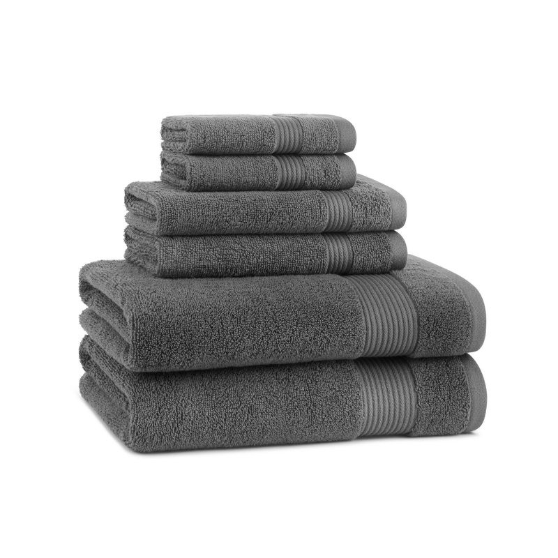Host & Home Cotton Luxury 6-Piece Bath Towel Set, Quick-Drying, Dobby Border, 1 of 7