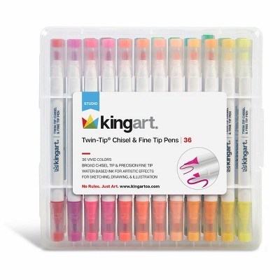 KINGART Twin-Tip Chisel & Fine Markers 36 Colors