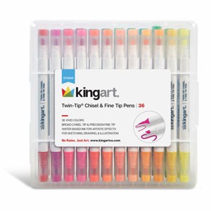 KINGART Twin-Tip Chisel & Fine Markers 36 Colors - 1 of 4