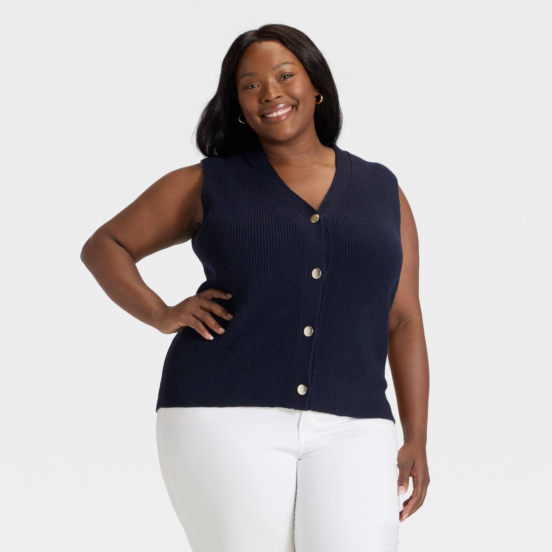 Women's Shaker Stitch Button-Front Cardigan - Ava & Viv™