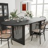 PexFix 79" x 33.5" Farmhouse Kitchen Dining Room Table Home Furniture Oval Black Kitchen Table with Rattan Woven Legs for Kitchen Bar Living Room - 3 of 4