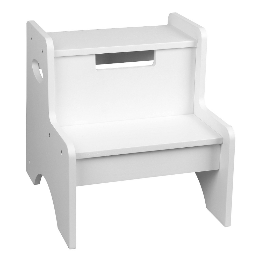 Two Kids' Step Stool White - WildKin: Wooden Toddler Step Stool, 2 Rungs, 150 lb Capacity, MDF, Ages 3+