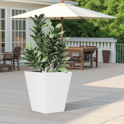 Okak 22" H Metal Tapered Planter Outdoor & Indoor, Large Garden Pot with Drainage Hole and Rubber Plug for Home, Patio, Commercial Spaces