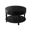 Sapphtopaz Round Coffee Table with Sturdy Wood Legs Thickened Top Side Table with 2-Tier Storage Modern Coffee Tables for Living Room,Apartment - 3 of 4