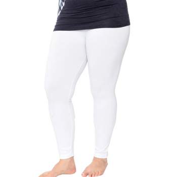 Women's One Size Fits Most Plus Size Super-Stretch Solid Leggings - One Size Fits Most Plus - White Mark