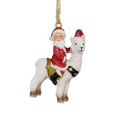 Design Toscano Santa's New Xmas Ride Llama Holiday Ornament: Each