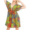 LA LEELA Women's Summer Loose Front Tie Swimsuit Vacation Beachwear Swim Dress Cover Ups X-Large-XX-Large Multicolored, Leaf - 3 of 4