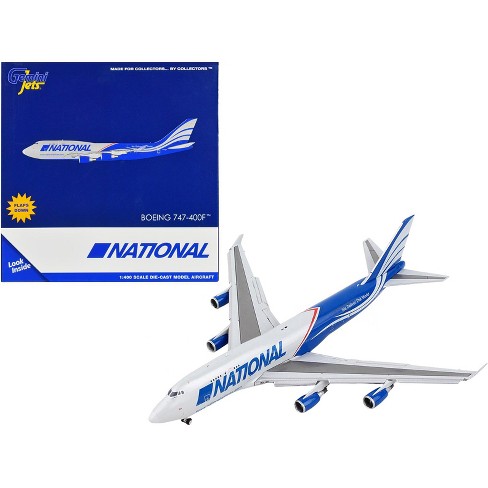 Boeing 747 400f Commercial Aircraft With Flaps Down national Airlines Gray And Blue 1 400 Diecast Model Airplane By Geminijets Target