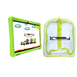 LINSAY 10.1"Octa Core 128GB Storage Android 14 Tablet with Blue Kids Defender Case and Back Pack - 1 of 4
