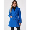 INSPIRE CHIC Women's Notch Lapel Double Breasted Belted Mid Long Outwear Winter Coat - 2 of 4