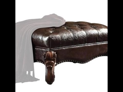 Versailles 37" Dark Brown and Cherry Oak Tufted Ottoman