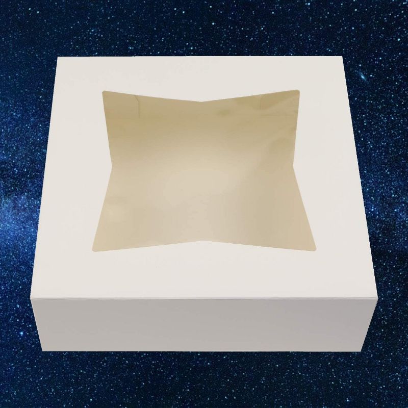 O'Creme White Bakery Boxes with Window 10x10x2.5 in, 25 Pack, Display Pies, Pastries, Pie Pastry Container Carrier, 2 of 5