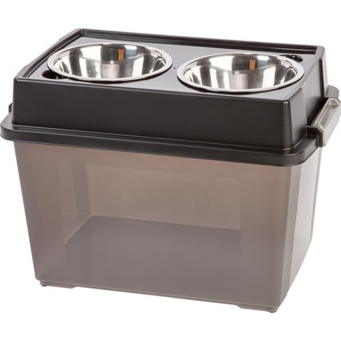 Pawhut Large Elevated Dog Bowls With Storage Drawer Containing 11l