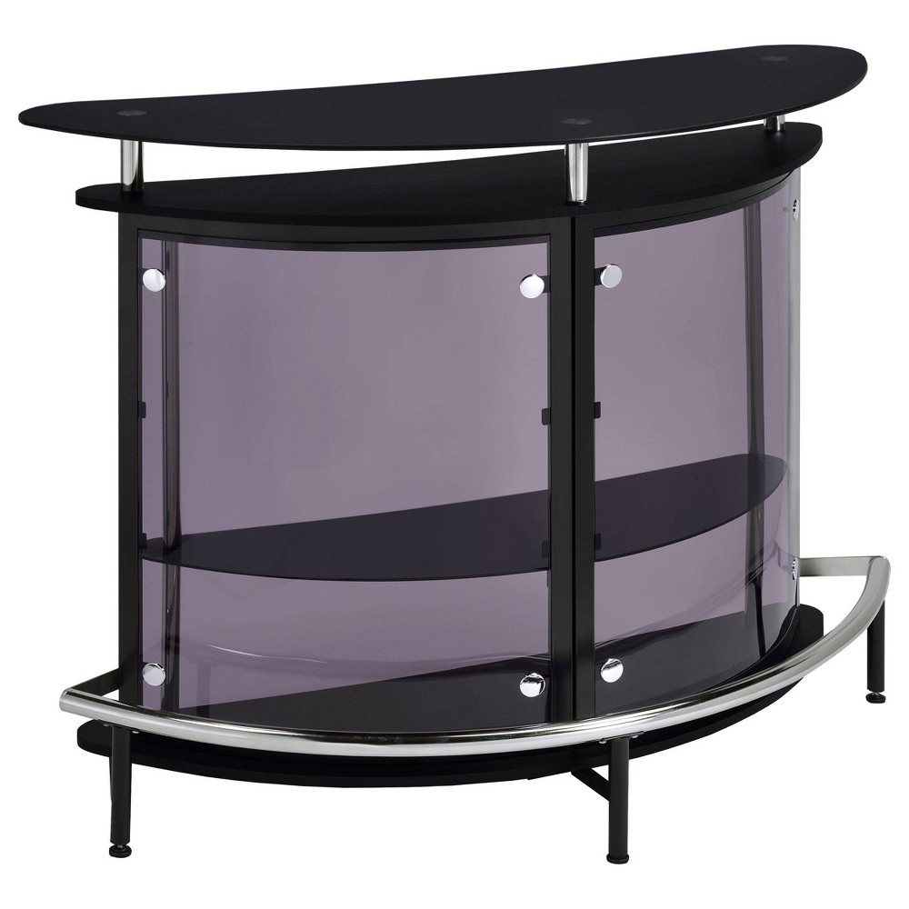 Photos - Kitchen System Coaster Amarillo Modern 2 Tier Home Bar Cabinet Black/Chrome