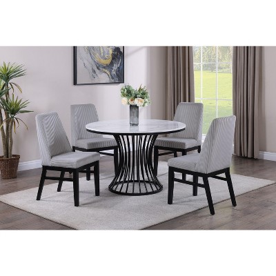 NicBex 47.5" Round Dining Table Set for 4 Faux Marble Dining Table Cage Like Base with 4 Chairs for Kitchen