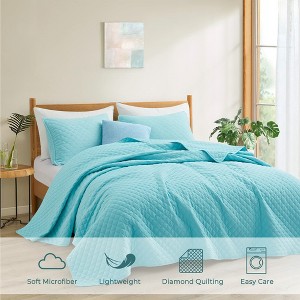 Peace Nest Premium Microfiber Ultra Soft Reversible Quilted Coverlet Set - 1 of 4