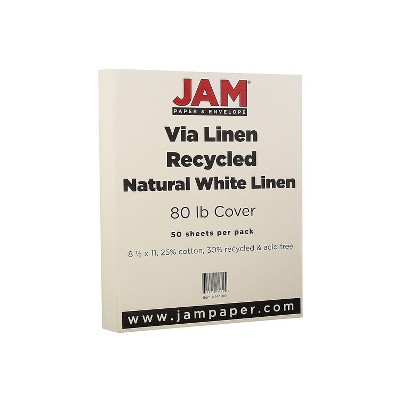 JAM Paper Strathmore 80lb Cardstock 8.5 x 11 Coverstock Natural White Linen 144010