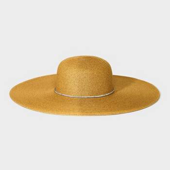Straw Embellished Floppy Hat - A New Day™