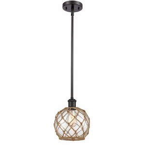 Farmhouse Rope - 1 Light Stem Hung Mini Pendant In Industrial Style-10 Inches Tall and 8 Inches Wide - 1 of 1