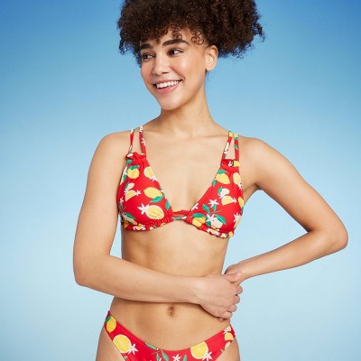 red and white triangle bikini
