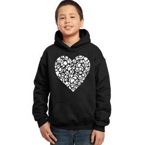 LA Pop Art Boy's Word Art Hooded Sweatshirt - Paw Prints Heart - 1 of 4