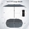 Costway 13 FT Large Patio Umbrella with LED Solar Lights Crank Handle 12 Heavy-Duty Ribs Beige/Brown/Gray/Navy/Orange/Wine - 3 of 4