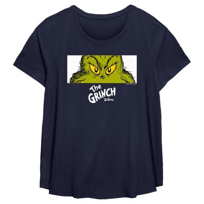 Women's Dr. Seuss Grinch Eyes T-shirt - Navy Blue - 3x : Target