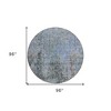 Gray Charcoal And Blue Abstract Washable Indoor Outdoor Area Rug - 3 of 4