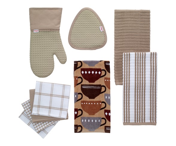 8pc Tan Flat Waffle Kitchen Dish Cloth 12"x13" - T-Fal&#174;