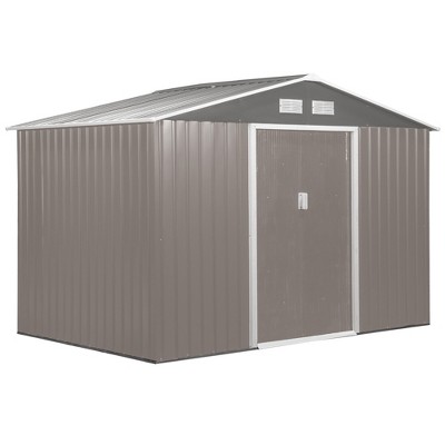 Outsunny Metal Storage Shed Organizer, Garden Tool House with Vents and Sliding Doors for Backyard, Patio, Garage, Lawn