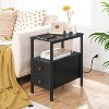Bedside Table Coffee Table with Charging Station, Narrow Table with 2 Drawers, USB Ports and Power Sockets, Stable and Sturdy, Black - 2 of 4