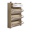 1250 White +Oak Color shoe cabinet with 3 doors 2 drawers,large space for storage - 2 of 4