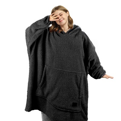 Tirrinia Women Men Fleece Blanket Hoodie Sweatshirt, Oversized Wearable Blanket Pullover with Hooded, Gift for Woman