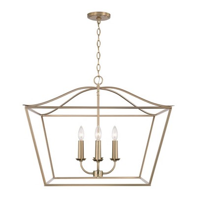 Grady 4-Light Matte Brass Pendant with Open-Air Frame