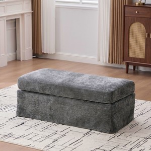 Hrinhom 46"W Chenille Upholstered Storage Ottoman,Dressing Shoe Bench - 1 of 4
