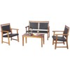 Tangkula 4PCS Patio Rattan Furniture Set Cushioned Loveseat & Table Set w/Acacia Wood Frame - 4 of 4