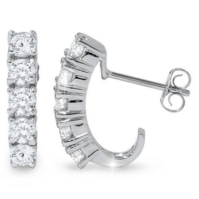 Pompeii3 1Ct T.W. Diamond Hoops Earrings in 14k White Gold Lab Created