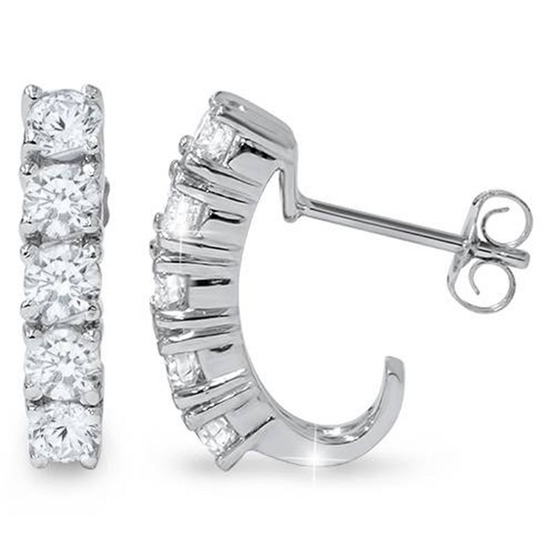Pompeii3 1Ct T.W. Diamond Hoops Earrings in 14k White Gold Lab Created, 1 of 4