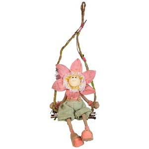 Northlight 23" Pink, Green and Tan Spring Floral Hanging Sunflower Girl Decorative Figure - 1 of 4