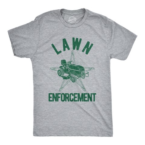 Мужские футболки Crazy Dog T-Shirts, Inc. Mens Lawn Enforcement T Shirt Funny Lawnmower Police Cop Tee - Crazy Dog Men's T Shirt Gift for Dad Light Grey S
