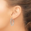 Black Bow Jewelry 3mm x 30mm 14k White Gold Textured Round Hoop Earrings - 3 of 4