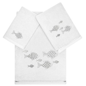 Linum Home Textiles 100% Turkish Cotton FIGI Embellished Towel Set - 1 of 4